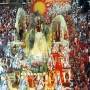 A samba school parades in Rio's Sambódromo, in Brazil