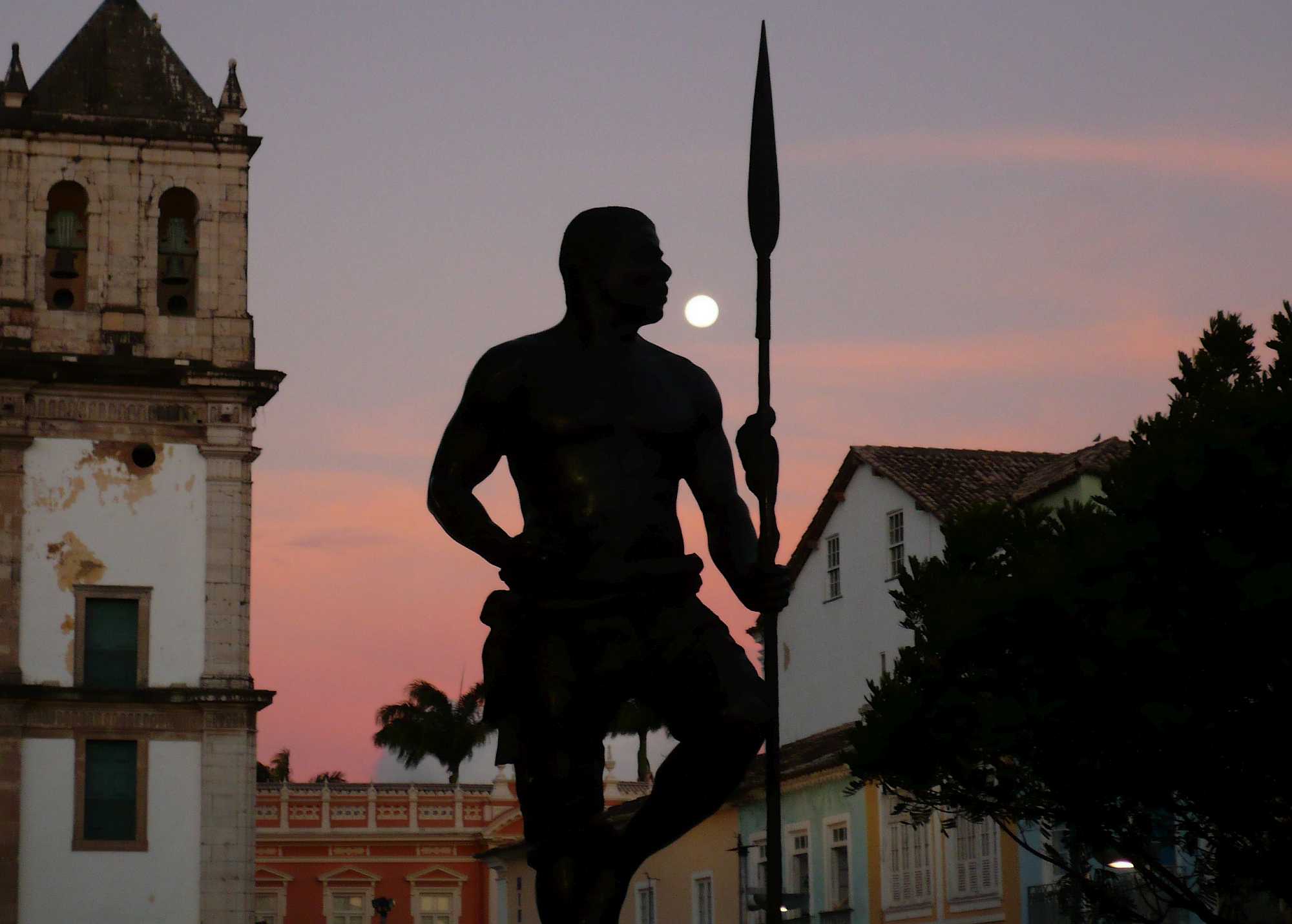 Bronze sculpture of Zumbi dos Palmares, in Salvador, Bahia state