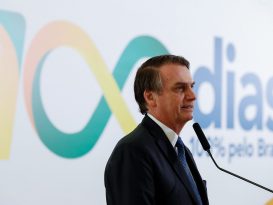 Brazil president Bolsonaro at a ceremony celebrating his 100 days in power. Photo: Alan Santos/PR