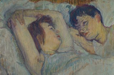 A painting of a woman lying in bed next to a man. Heritage Images/Hilton Fine Art Collection via Getty Images